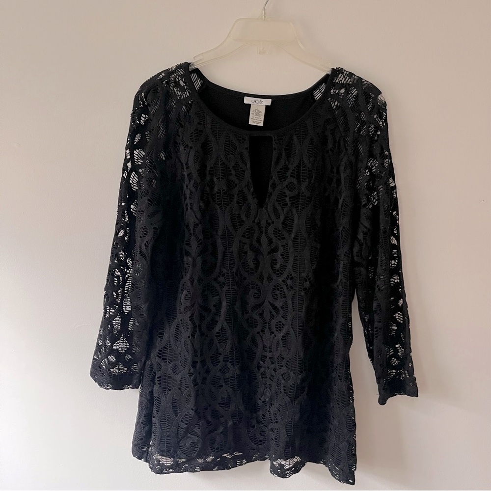 Cache Lace Blouse Black Large